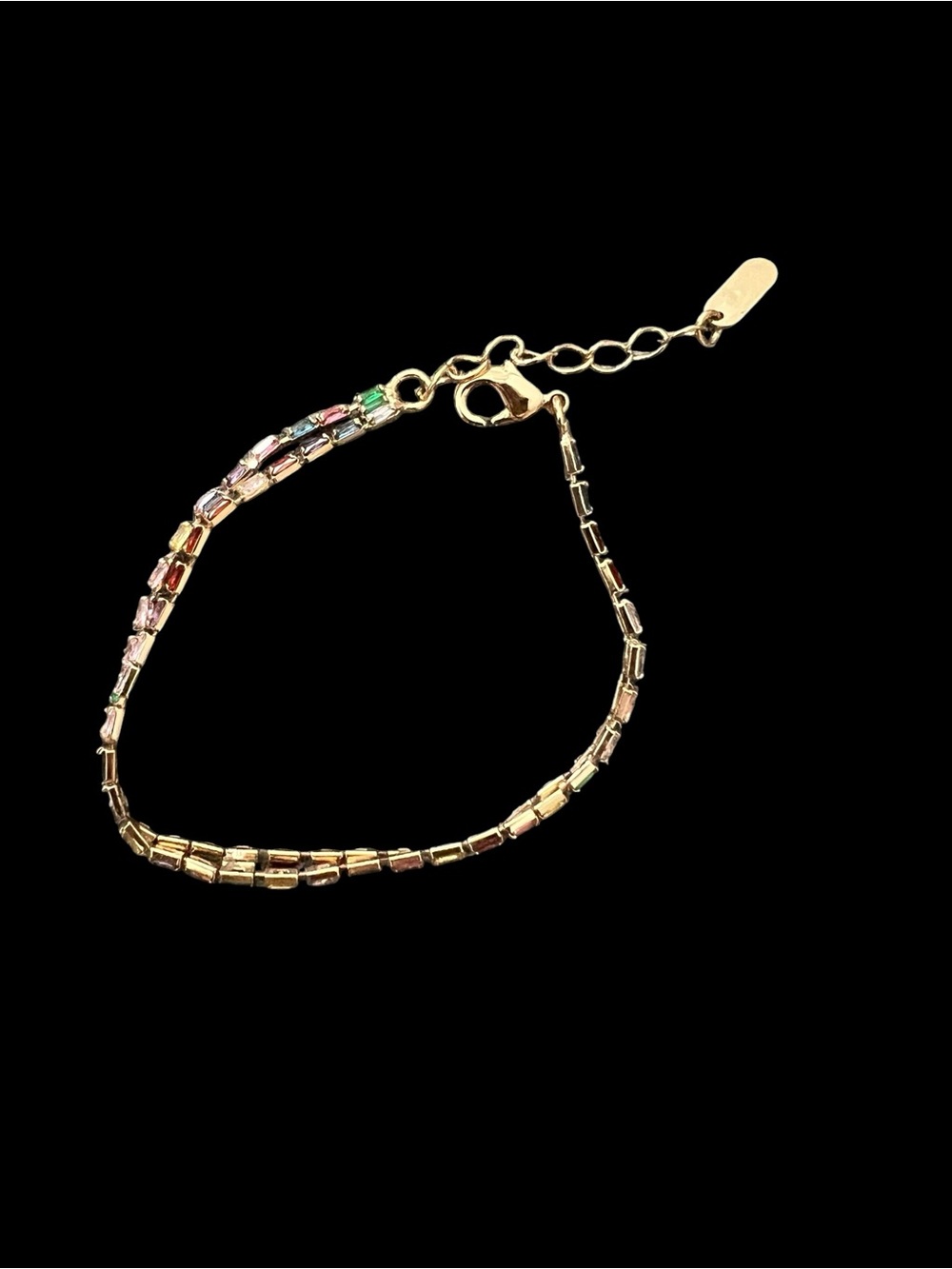 Gold Multi-Color Crystal Tennis Bracelet - Women's Jewelry